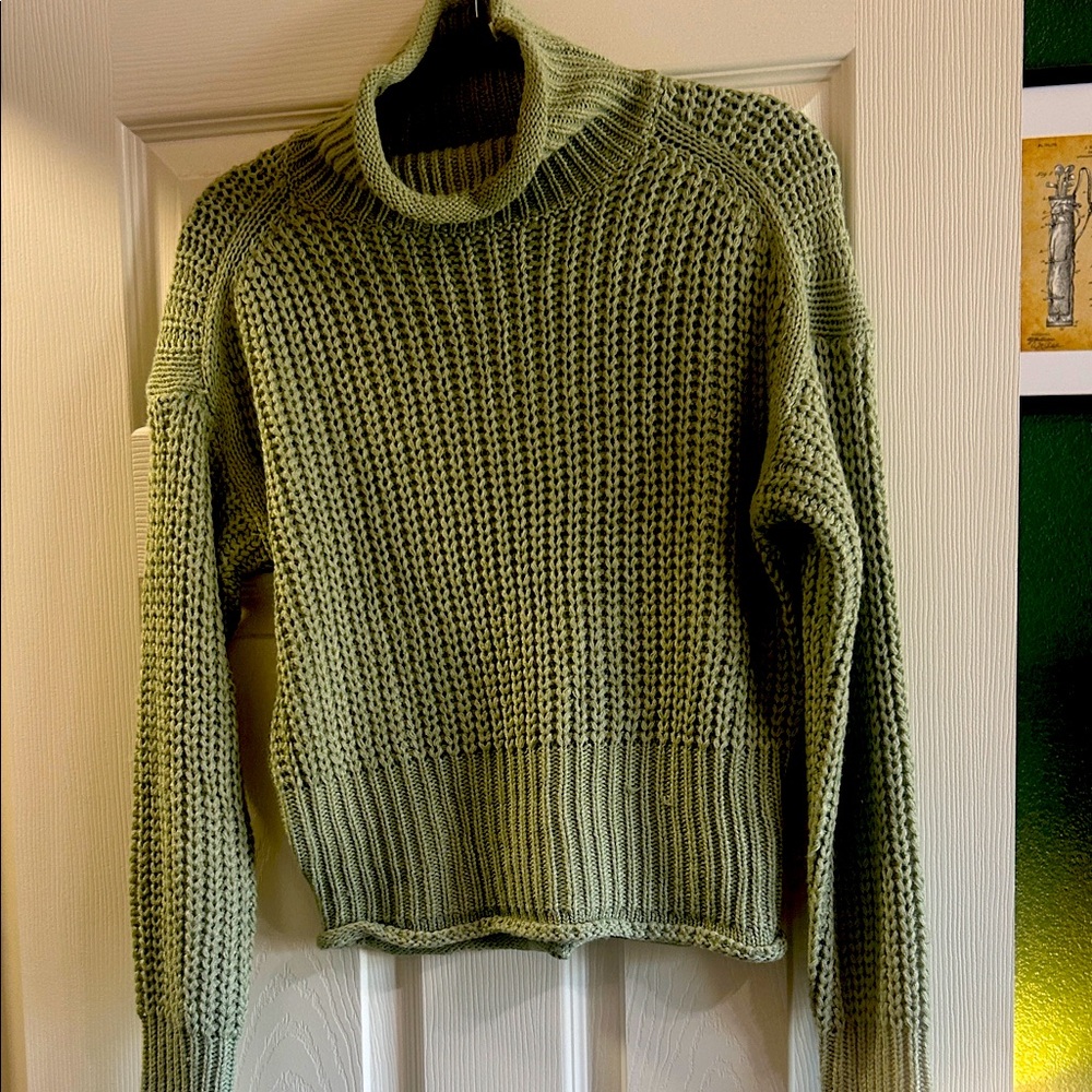 Poof Apparel Women’s Olive Knitted Turtleneck